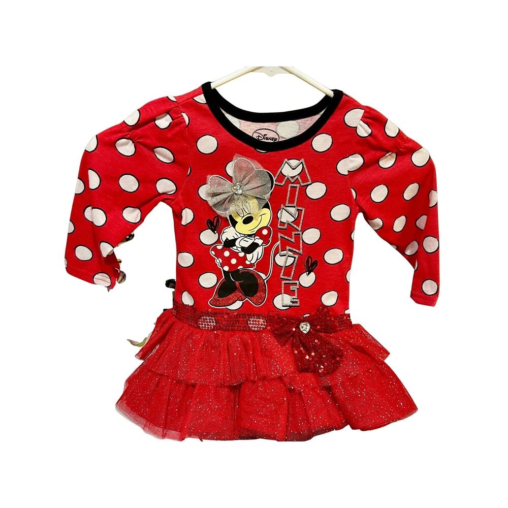 Disney Minnie Mouse Red Polka Dot Tulle Dress Toddler Girls